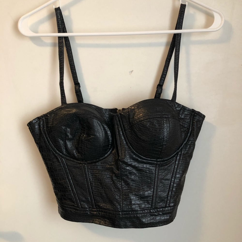 Faux leather crop top